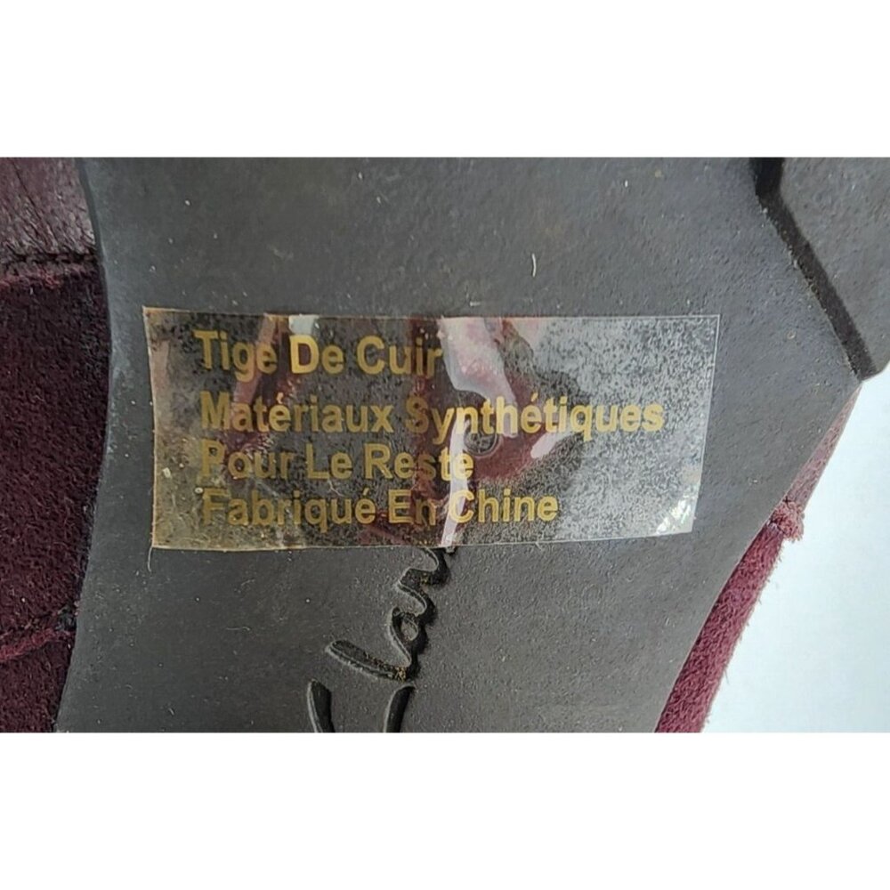 CLARKS Womens Mission Parker Size 6.5 Block Heel Bootie Burgundy Leather Suede 9 - Picture 8 of 10